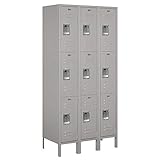 Salsbury Industries 63368GY-U Triple Tier 36-Inch Wide 6-Feet High 18-Inch Deep Unassembled Standard Metal Locker, Gray