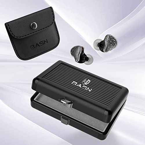 Image of BASN Bmaster5 in Ear Monitors, 1DLC Diaphragm+4BA 5 Drivers Drummers Headphones with Silver-Plated OFC Cable, Noise Isolation IEM Earbuds for Musicians (Midnight Black)