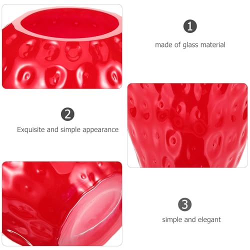 Vase en verre rouge design fraise elegant pour centre de table - 8