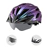 ROCKBROS Bike Helmet for Adult Men Women with Suggested Fit 58-65cm, Detachable Magnetic Goggles & Sun Visor, Lightweight with Adjustable Side and Chin Strap, Suitable for Myopia Glasses