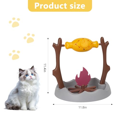 Cat Slow Feeder, Interactive Cat Puzzle Toy & Treat Dispenser, BBQ Campfire Grill Design with Adjustable Rotating Roast, Food Dispensing Enrichment Toy for Indoor Cats & Kittens(Rotating Roast) by DFQ - Used condition - Image 8