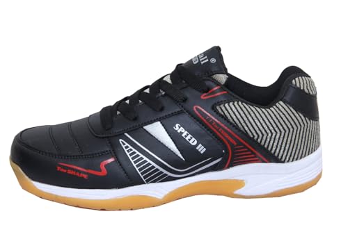 Image of Victall Speed Cushion Rubber Outsole Synthetic Mesh Badminton Black Shoes for Men Lightweight & Comfortable