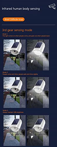 Fake Security Camera Powered by Solar Battery, Motion-Activated Floodlights, Realistic Look, Easy to Install, IP66 Waterproof, Warning Sticker Included, Pack of 1(Black)