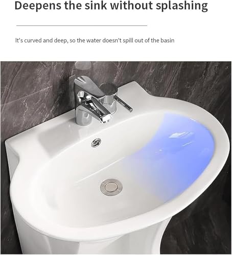 Lavabo de cerámica de doble etapa, grifo giratorio de 360 grados con zona de lavado de pies, fregadero vertical Wudu para rituales de baño, diseño de porcelana resistente, kit completo de accesorios