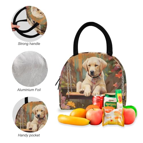 Backpack Lunch Box Set Large Capacity Travel Backpacks and Insulated Lunch Bag for Commute Hiking Picnic Swing Labrador Print4