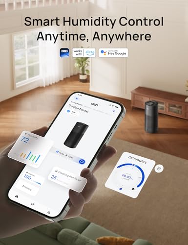 Image of DREO Smart Evaporative Humidifier Large Room up to 1000ft, 800ml /h High Output Air Humidifiers for Bedroom, 10L, 50H Long Runtime with Precise Humidification for Plants, Home, Office, Black, HHM774S