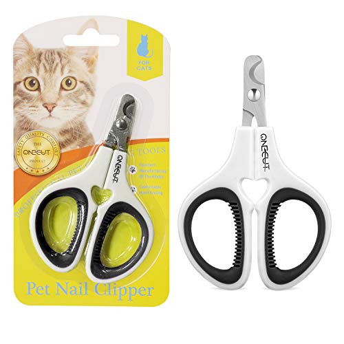 OneCut Pet Nail Clippers, Update Version Cat & Kitten Claw Nail Clippers for Trimming, Professional Pet Nail Clippers Best for a Cat, Puppy, Kitten & Small Dog (Black)