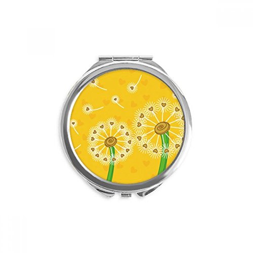 Miroir de maquillage de poche pissenlit jaune pour vos retouches beauté en voyage et au bureau