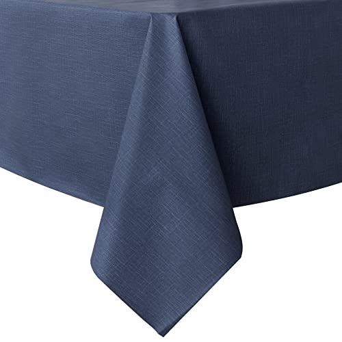 Image of sancua 100% Waterproof Rectangle PVC Tablecloth - 52 x 70 Inch - Oil Proof Spill Proof Vinyl Table Cloth, Wipe Clean Table Cover for Dining Tables, Buffet Parties and Camping, Greyish Blue