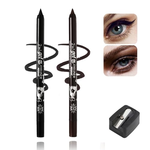 2-in-1 Gel Eyeliner Pencil Set in Black and Brown