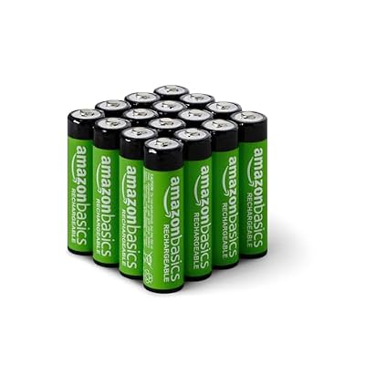 Amazon Basics 16-Pack Rechargeable AA NiMH Batteries, 2000 mAh, 1.2V, Low Self Discharge, Pre-Charged, Recharge up to 1000x Times