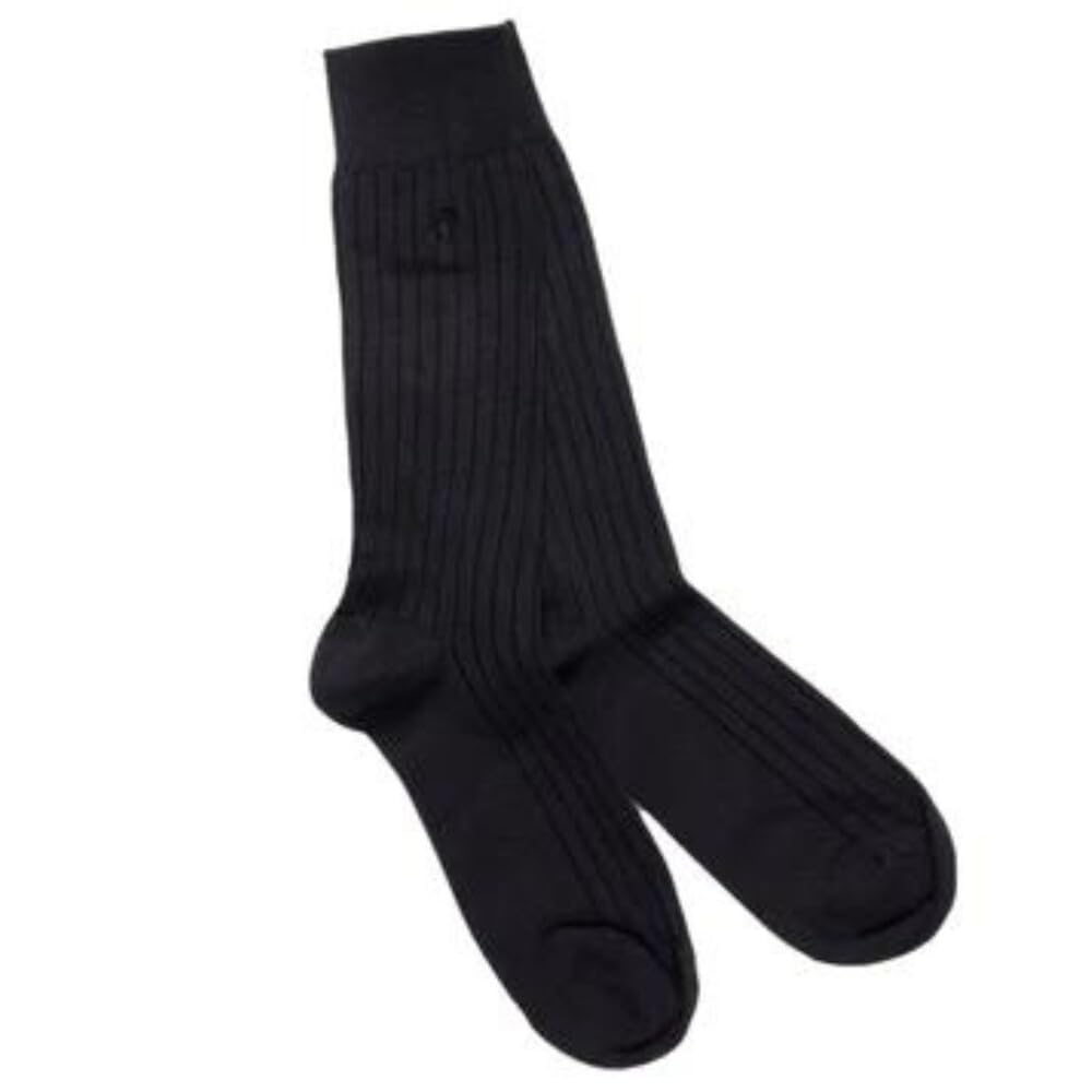 Swole Panda Men's Navy Bamboo Socks Uk12-15 - Ribbed