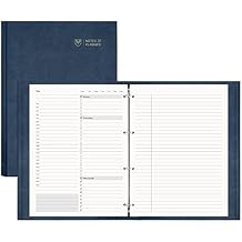 EMSHOI Undated Daily Planner 9.2" X 12", A4 To Do List Notepad, 240 Pages Ring Binder Planner Hardcover Leather Notebook for Work Business Meeting, with Yearly Schedule, Habit Tracker, Blue