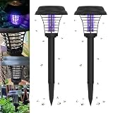 Solar Bug Zapper Outdoor, Rechargeable Mosquito Fly Zapper Lamp Repellent Outdoor Waterproof LED, Solar Powered Mosquito Killer Lamp for Indoor & Outdoor (2 Pack)