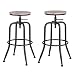 2er Set Barhocker Holz Rund Barstuhl Höhenverstellbar 360 ° Schwenkbar Drehstuhl Vintage Industrial Drehhocker Küchenstühle Küchenhocker Bistrohocker Tresenhocker für Bar Bistro Café Küche (Braun)