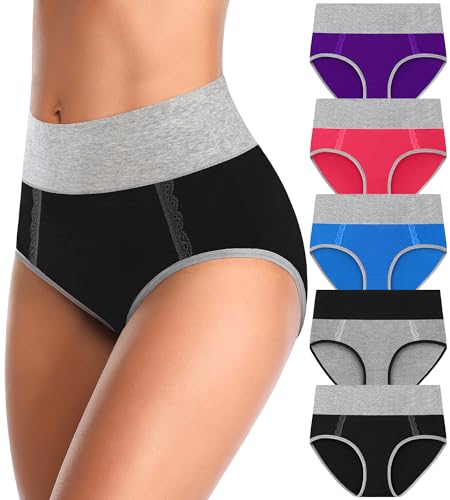 MISSWHO Cotton Womens Underwear Soft Breathable Pack Full Coverage Stretch Briefs Ladies Plus Size Comfortable Panties (Size 8, X-Large)