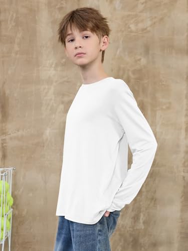ZDC Boys Long Sleeve Shirts Kids Crewneck T Shirts Fall Tops Casual Basic Tees Clothes 5-14 Years4
