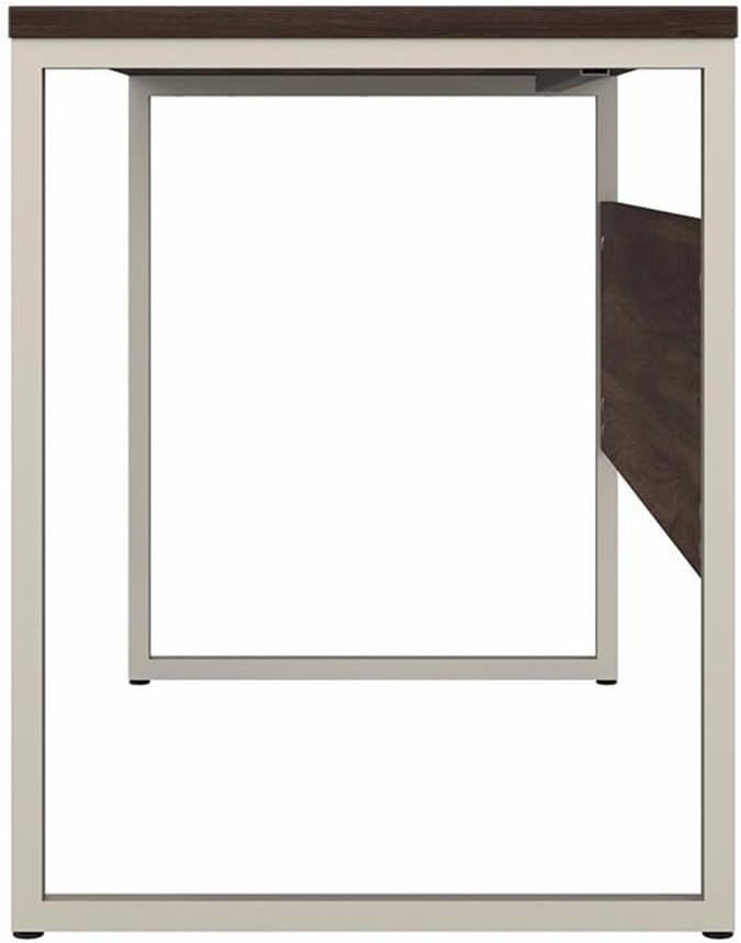 Pemberly Row Computer Table Desk, 48W x 24D, Engineered Wood, Black Walnut Finish, Durable Metal Legs, Built-in Wire Management, Modern Home Office Desk