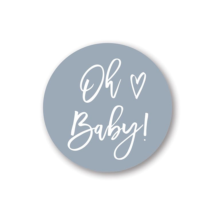 Autocollants Oh Baby bleu 3.8 cm étiquettes rondes pour candy bar lot de 60