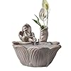 Desktop Fountain Ceramic Zen Water Fountain Fountain Decoration Creative Feng Shui Wheel Lucky Fish Tank Kleine Gift Accessoires voor fonteinfonteinen in de tuin (Color : Grijs)