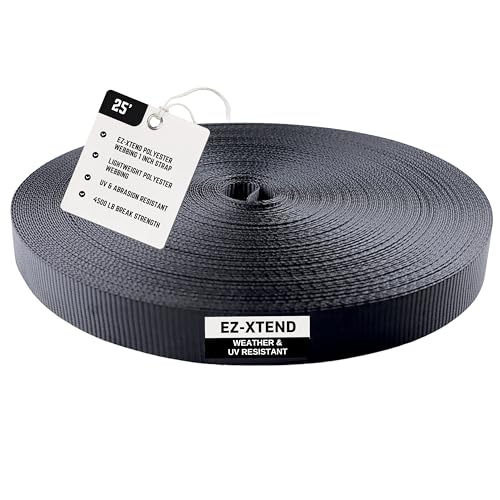 EZ-Xtend Polyester 1 Inch Webbing - 2500 Lb. Breaking Strength, UV & Abrasion Resistant, 1