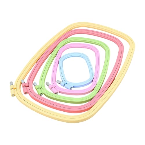Montesy 5 Pcs Embroidery Hoop Crosses Stitching Hoop Embroidery Frame Candy Color Embroidery Hoop for Sewing Needlework