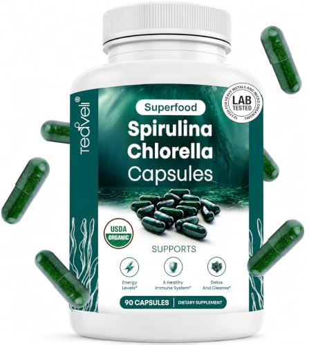 Teaveli Organic Spirulina and Chlorella Capsules