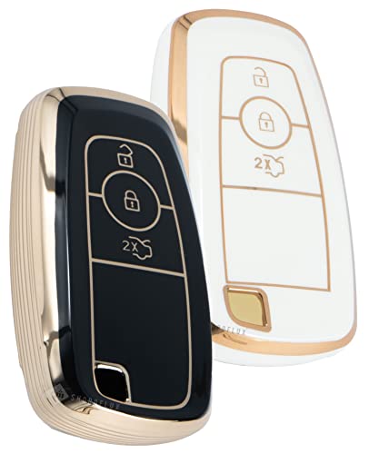 Image of Shopoflux TPU Smart Key Cover Compatible with Endeavour | Figo | Aspire | Freestyle Titanium (White + Black TPU Pack 2)