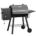 Blatomic Electric Wood Pellet Grill, 440 SQ. IN Cook Area Pellets Grill, 12LBS Hopper Pellet Smoker Grill, 500 Degree Max Temperature&Auto Feed, 8 in 1 BBQ Grill Outdoor with Side Table, Grease Bucket