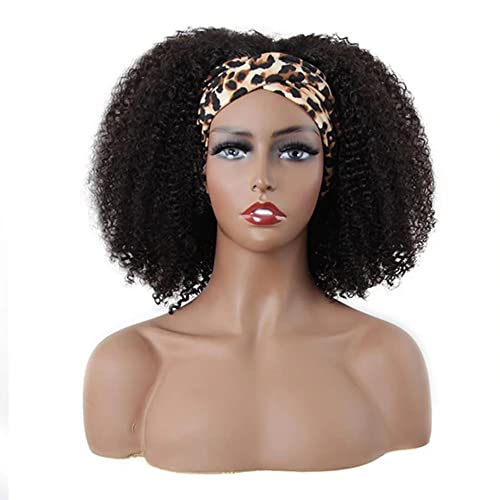 Image of ISEE Afro Kinky Curly Headband Wig Human Hair Glueless Wig for Women 20Inch