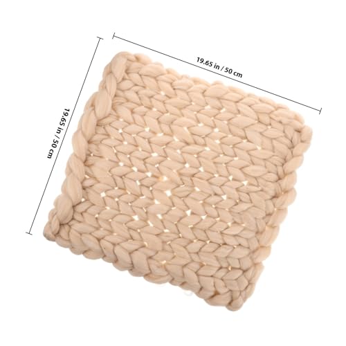 Manta tejida a mano de lana beige Luxshiny, decorativa y resistente para sillas estilo nórdico 3