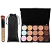 Vtrem 15 Colors Contour Palette Kit Camouflage Concealer Palette Professional Contour Eyeshadow Face Cream Makeup Foundation Kit Combination with Powder Brush for Professional and Daily Use