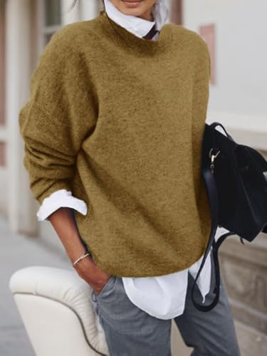 Women's Casual Shirt Collar 2 in 1 Style Pullover Crewneck Tops Fake Two Piece Solid Color Long Sleeve Sweater2