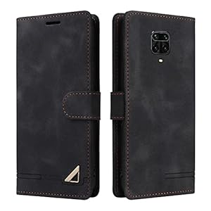 OKZone Kompatibel mit Xiaomi Redmi Note 9 Pro/Note 9 Pro Max/Note 9S Hülle, Halterung Standfunktion Kartenfach Wallet Schutzhülle 360 Grad Stoßfest Premium Leder Schutzhülle Handyhülle (Schwarz)