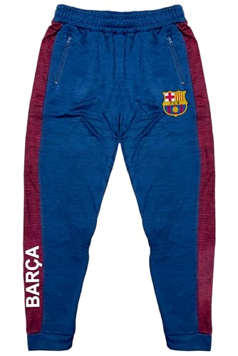 Boys' Barcelona Joggers - Casual Sweatpants for Youth, Licensed Barcelona Track Pants with Zipper Pockets (YL) Blue