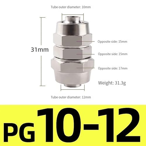 Conector rápido neumático PG 6-12 para manguera de aire de cobre 2