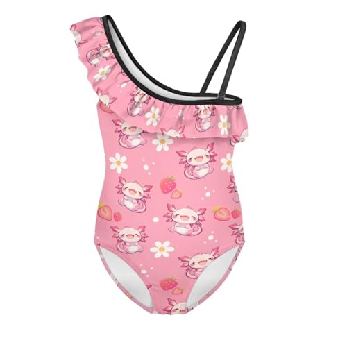 Girl One Piece Swimsuit Ruffle Rash Guard Inner Bathing Suit with Shoulder Adjustable Strap Swimwear Age 3-14 Years