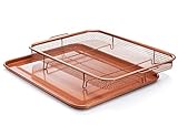 GOTHAM STEEL, 2 Piece Nonstick Copper Crisper Tray and Basket, Air Fry in your Oven, for Baking and Crispy Foods, As Seen on TV –, Large