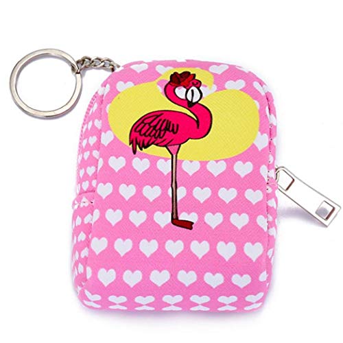 Preisvergleich Produktbild Geldbörse Flamingo Cartoon-schlüssel-Beutel Weiblicher Münzen-mappen-Karikatur-Quadrat-brie... Studenten Tasche (rosa)