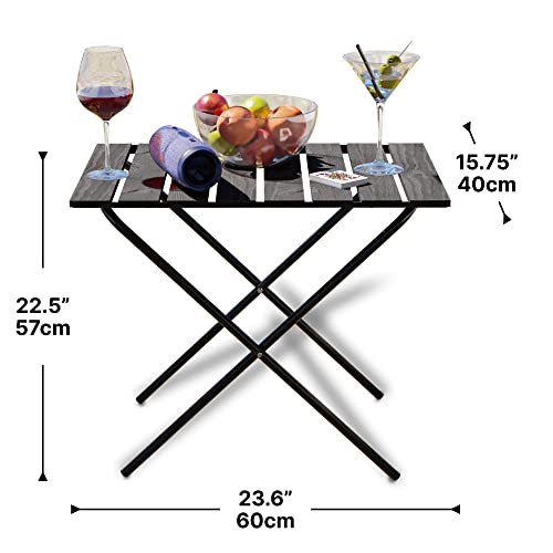 Benoldy Smoke Coloured Portable Folding Tv Table With Waterproof Pine Wood Surface - Perfect For Indoor & Outdoor Use, Garden, Patio, Sofa Side Table, End Table Snack Tray, Laptop Desk & Gaming Room #TOP2