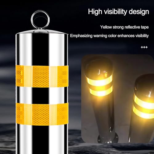Cono de Seguridad, bolardos de Seguridad metálicos de Alta Resistencia con Cinta Reflectante - 4 Postes Amarillos de 600 mm (23,6 Pulgadas) para barreras de estacionamiento en aceras, ciclov