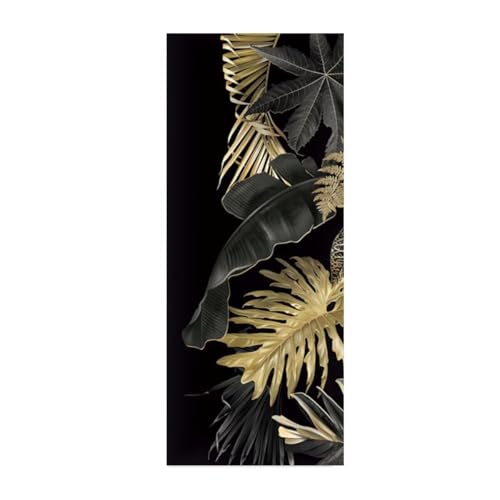 3D Dorado Hoja De Plátano Vinilo para Puertas Autoadhesivo Impermeable Etiqueta de la Puerta Pegatina Mural Extraíble para Puertas Interiores para Cocina Sala de Baño 77X200 cm - MT2303