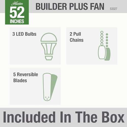 Image of Hunter Builder, Indoor, Ceiling Fan, with LED Lights, 52 inch, New Bronze