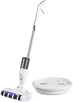 Esfregão Elétrico Verical 3 em 1 Sem Fio com Luz UV Aspirador Recarregável Autonomia de ate 1 Hora (1,BRANCO)