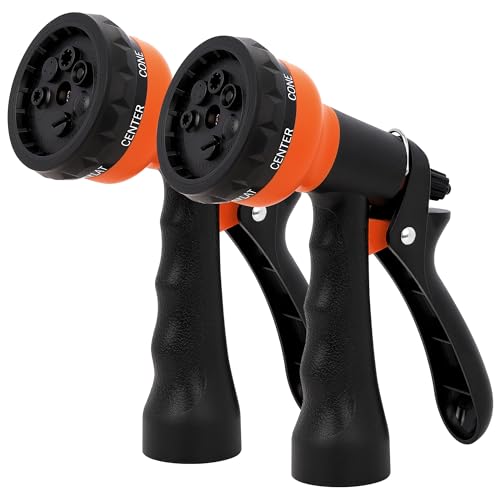 NEXCOVER Hose Nozzle 2PK Garden Hose Nozzle with 7 Adjustable Watering Patterns ABS Hose Nozzle Sprayer Non-Slip Water Spray Nozzle for Watering Plants & Lawns Cleaning Washing Pets & Cars