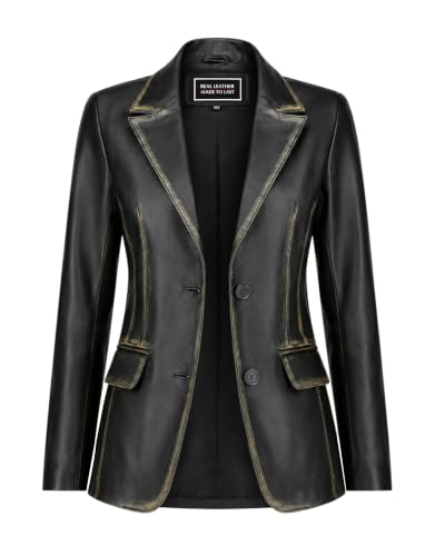 Image of Jild Classic Style Leather Blazer Women - Casual Coat Leather Jacket Women