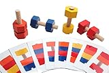 Wood Nuts and Bolts Toy with Pattern Cards - Montessori Wood Toy, Learning Toy, Fine Motor OT Busy Bag Therapy Toy