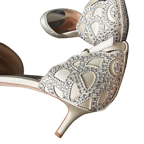 Xyd Ballroom Dance Shoes Wedding Sandals For Women Pumps With Rhinestones Ankle Strap Peep Toe Elegant Ladies Heels Size 8.5 Ivory-5Cm #TOP3