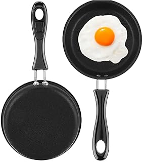 YEmirth Mini Pan for One Egg, 4.7" 12cm Mini Egg Frying Pan with Handle Heat Resistant Non Stick Pot, Portable Camping Cooking Omelet Pan for Gas Stove Induction Hob