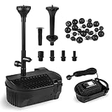 EXLECO Teichpumpe für Außen mit Filter & Springbrunnen Set 2450L/H 50W Springbrunnenpumpe, Bio Teichfilter Komplettset mit Pumpe, Filteranlage Teich Bachlaufpumpe, Brunnenpumpe für Garten Koi Teich